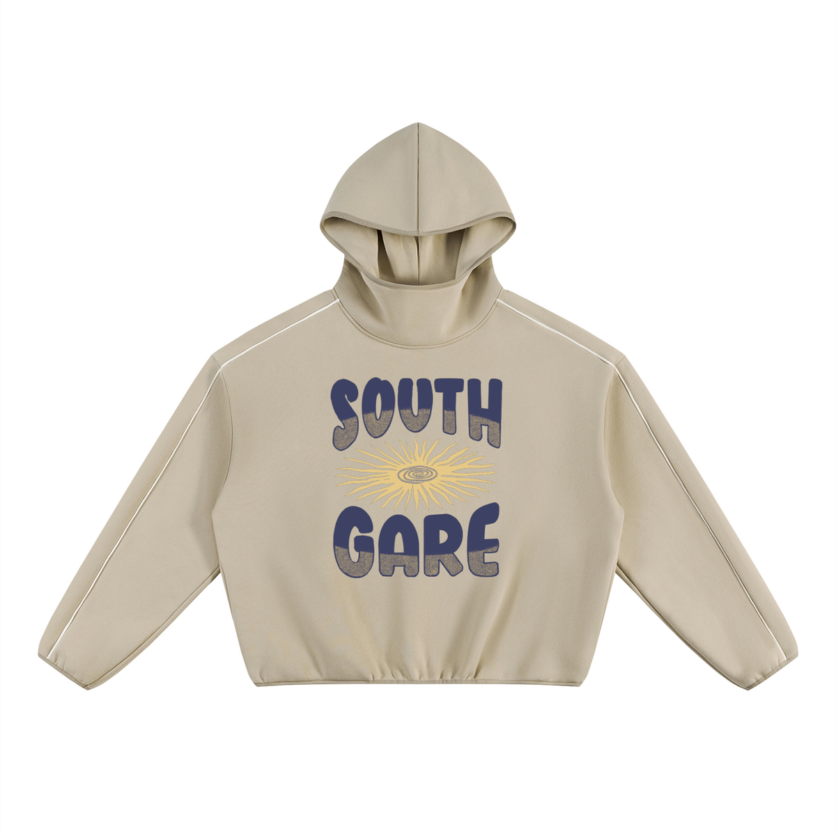 Unisex Boxy Piping Fleece Hoodie