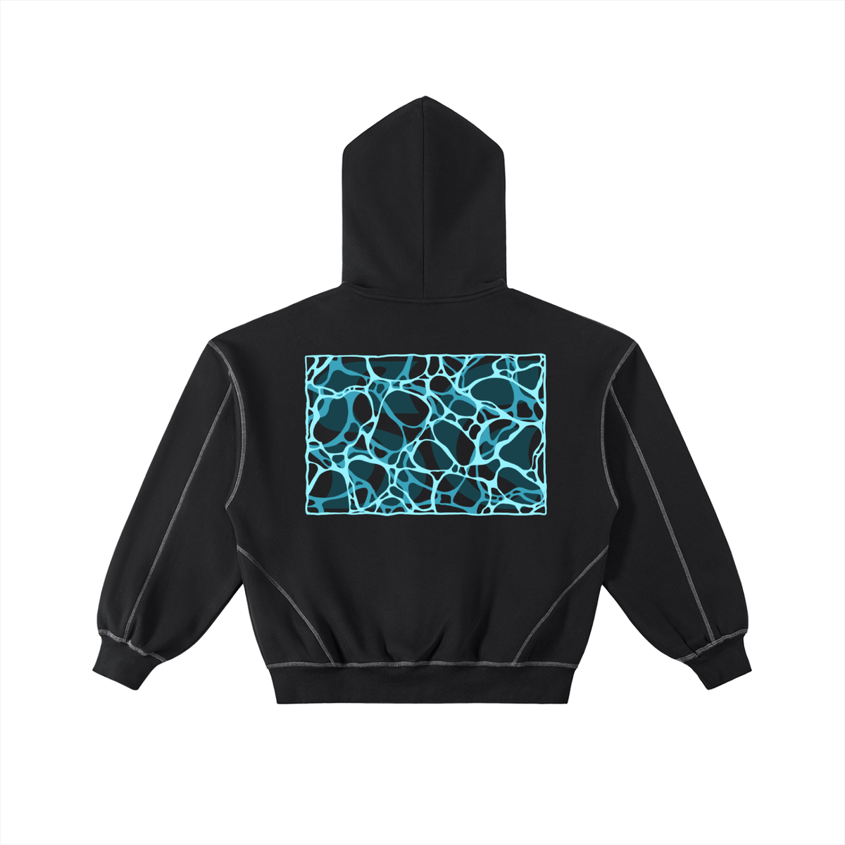 Contrast-Stitched Boxy Fleece Zip Hoodie