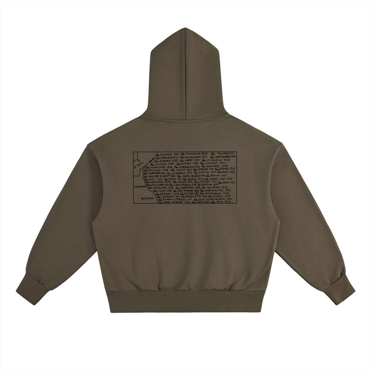 South Gare Shipwreck Map Heavyweight Hoodie